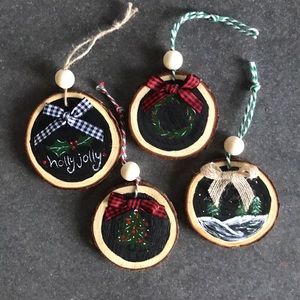 Set of 4 Rustic Ornaments